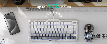 GravaStar Mercury K1 75% Wireless Mechanical Gaming Keyboard, Aluminum Alloy Exoskeleton Design, RGB Backlit，Hot-Swap Socket