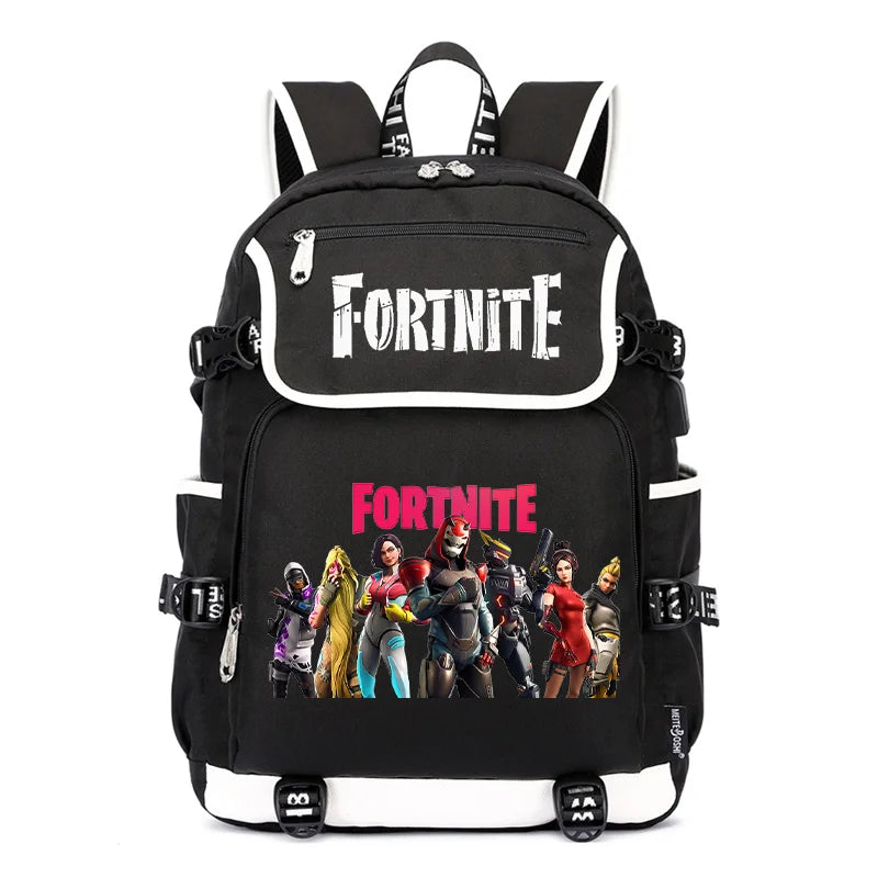 Fortnites Rucksack mit großem Fassungsvermögen, lässige Umhängetasche mit USB-Anschluss, Unisex-Anime-Schultasche für Schüler, neues stilvolles Schreibwaren-Geschenk