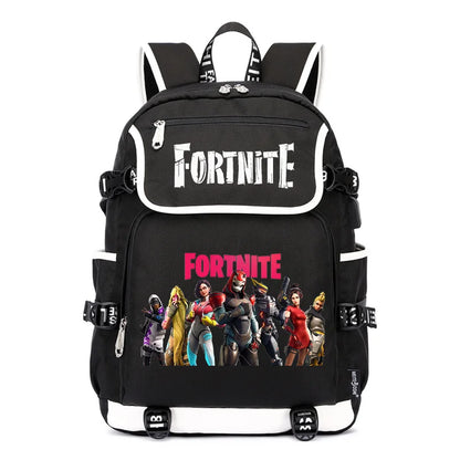Fortnites Rucksack mit großem Fassungsvermögen, lässige Umhängetasche mit USB-Anschluss, Unisex-Anime-Schultasche für Schüler, neues stilvolles Schreibwaren-Geschenk