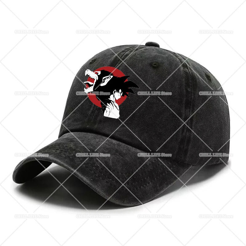 Anime Dragons Ball Men Washed Baseball Cap Son Goku Adults Retro Peaked Cap Outdoor Sport Hip-hop Dad Hat Unisex Mesh Sunhat