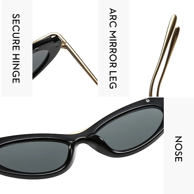Fashion Small Cat Eye Sunglasses Women 2026 Luxury Brand Punk Metal Frame Sunglass Vintage Sexy Traveling Eyewear UV400 Shades