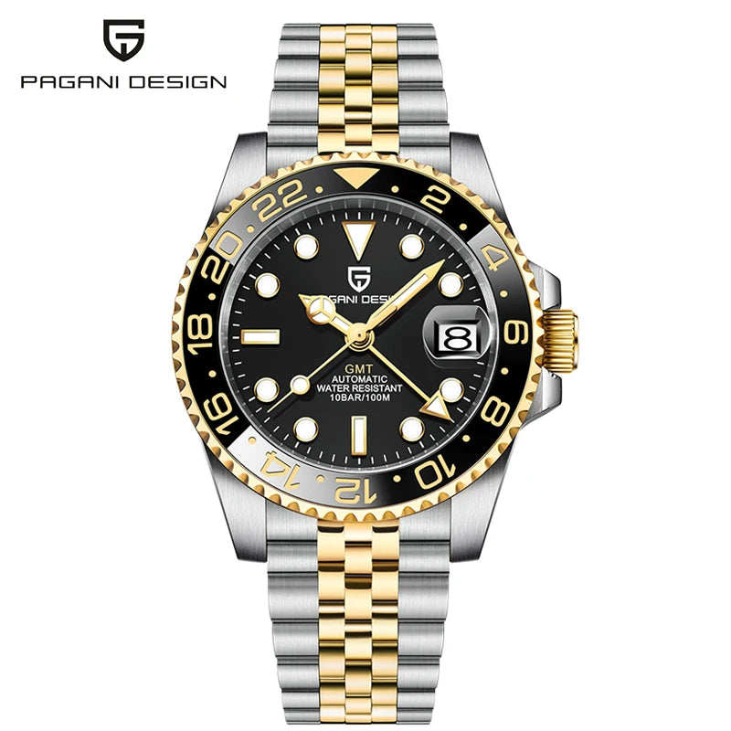 PAGANI DESIGN 40MM GMT Watches for Men Luxury Sapphire AR Mechanical Watch Ceramic Bezel Automatic 100M Waterproof Gift watch