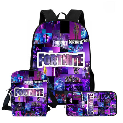 Fortnite 3-piece cartoon set, unisex, includes: Backpack, Crossbody bag, And pencil case  Lightweight and large capacity