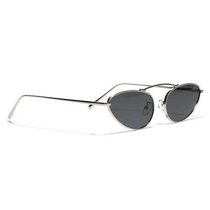 Luxury Brand Cat Eye Sunglasses Women 2025 Fashion Unique Small Oval Sun Glasses Trendy Metal Frame Cool Triangle Eyewear UV400