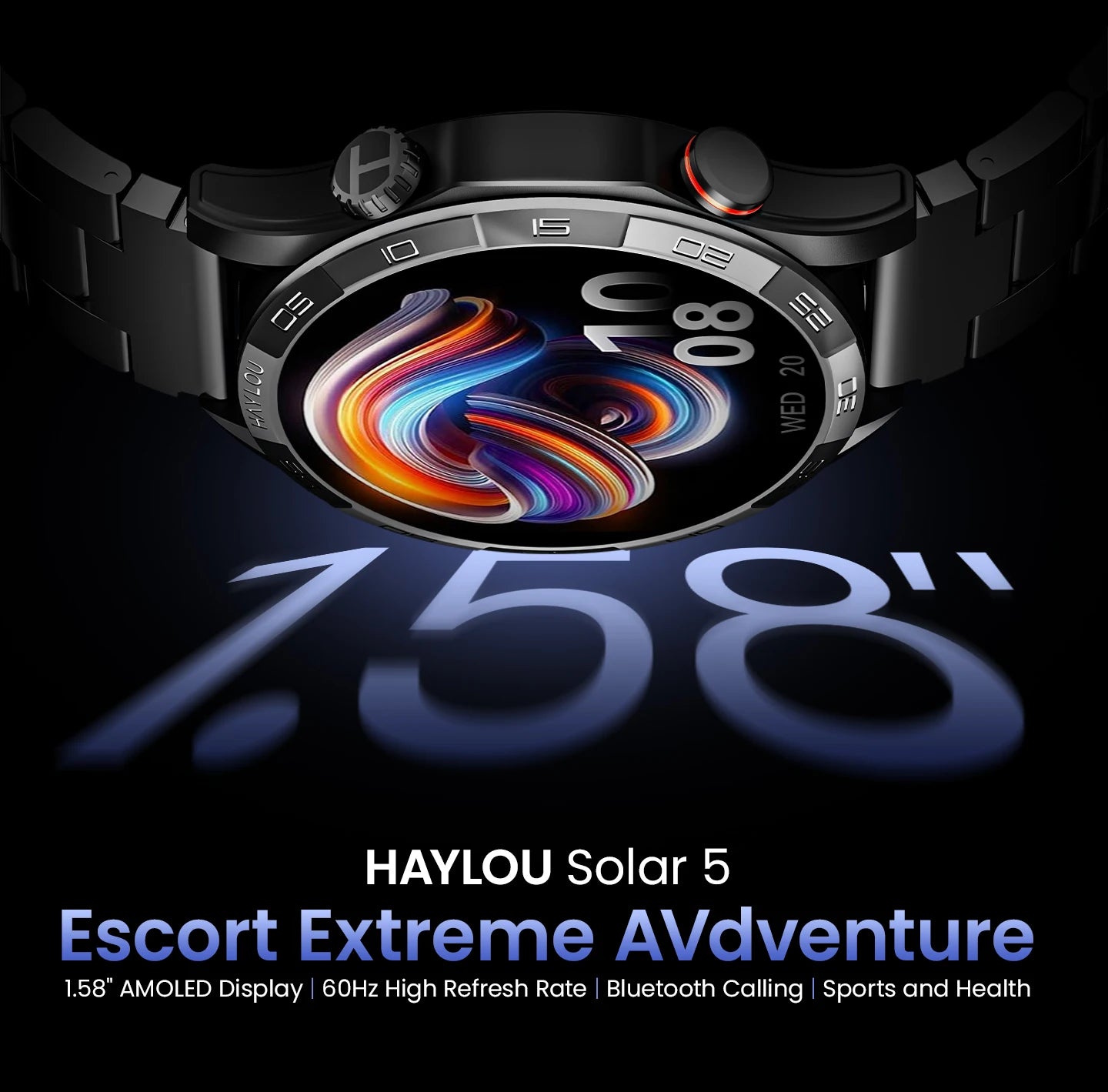 HAYLOU Solar 5 Voice Calling Smartwatch 1.58'' AMOLED Display 60Hz Smart Watch 24H Health Monitoring Sports Smartwatch for Men
