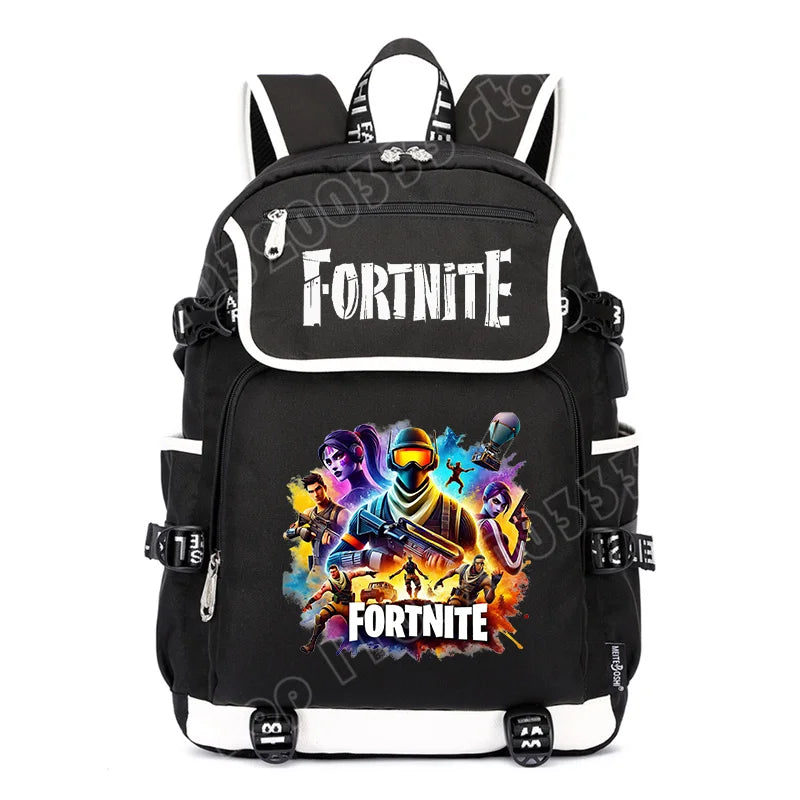 Fortnites Rucksack mit großem Fassungsvermögen, lässige Umhängetasche mit USB-Anschluss, Unisex-Anime-Schultasche für Schüler, neues stilvolles Schreibwaren-Geschenk