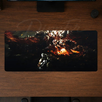 God of War Mouse Pad Gaming office Desk Mat Non-slip Large Mousepad DIY Keyboard Pad stitched edge rubber base
