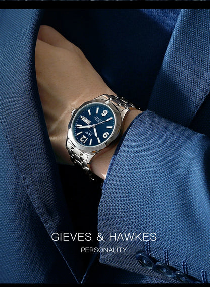 Luxe mechanisch herenhorloge Reloj CARNIVAL van wolfraam, automatisch uurwerk MIYOTA 8205, waterdicht.