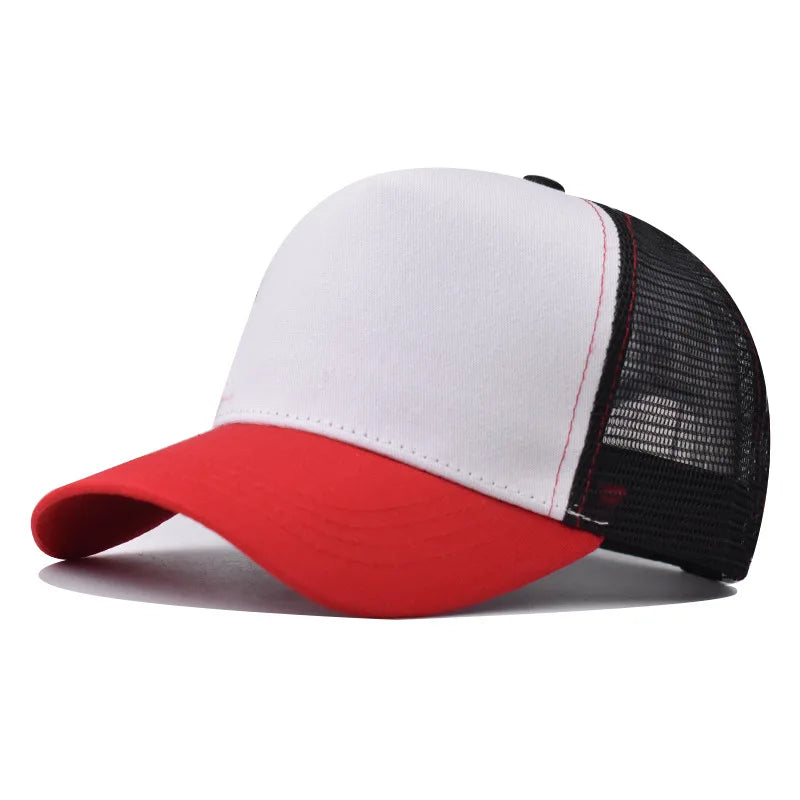New 5 Pane Mesh Baseball Cap Adult Hip Hop Curved Snapback Hats Summer Sunshade Sun Hat Simple Trucker Cap Advertising