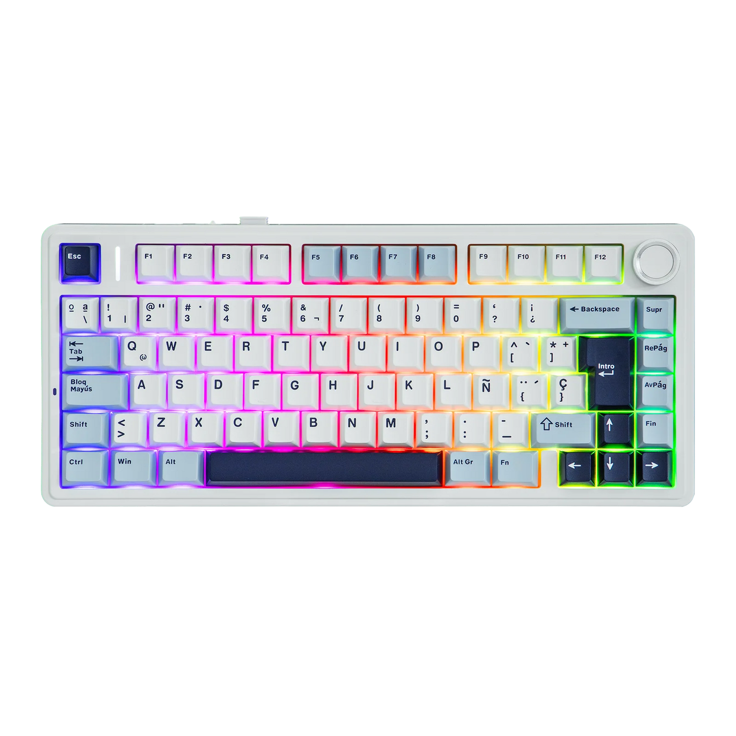 EPOMAKER AULA F75 ISO-ES 75% Spanish QWERTY Hot-Swap Gasket-Mounted Wired/Bluetooth/2.4GHz Wireless Mechanical Gaming Keyboard RGB Backlight