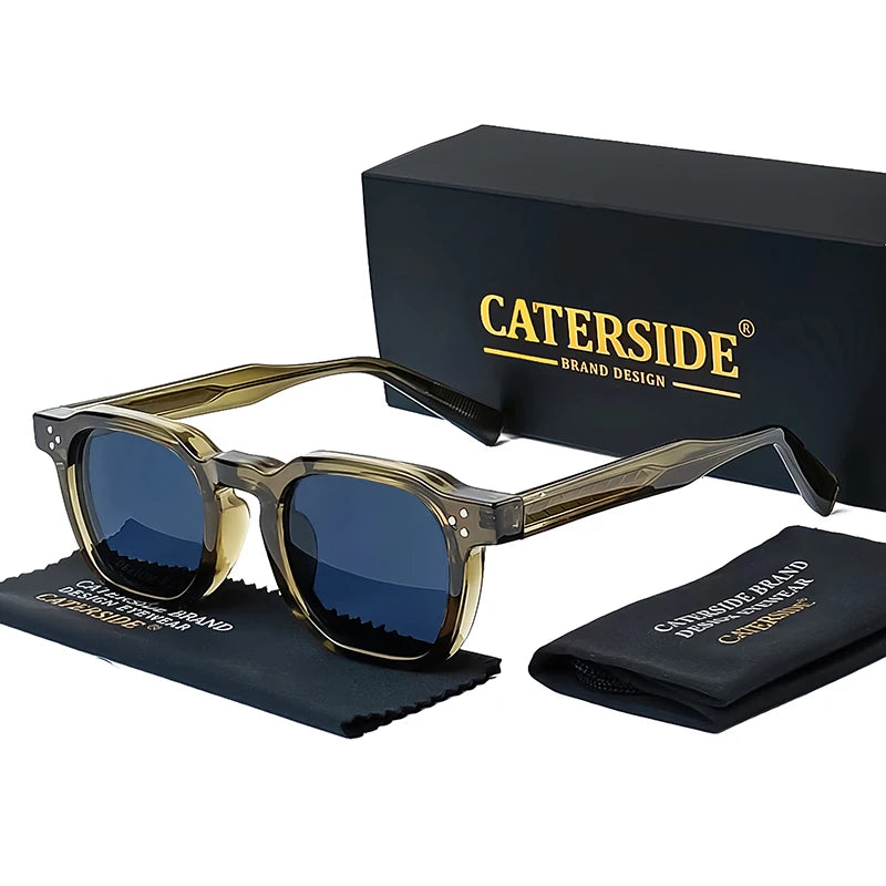 CATERSIDE New Retro Punk Men Sunglasses Square Personalized Design Glasses Women's Fashion Party Glasses Festival Gift 2 Pieces