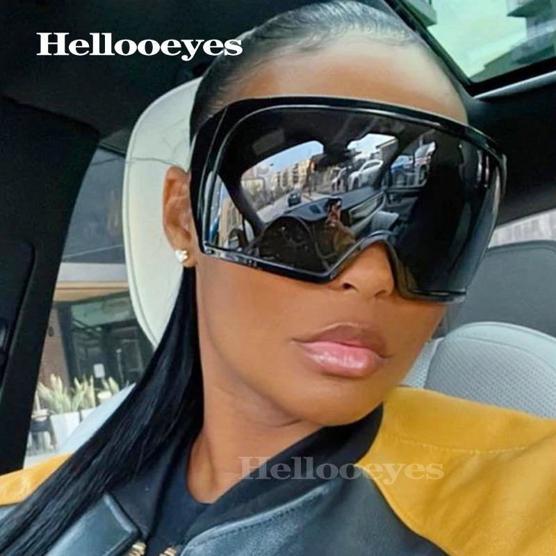 Oversized Black Punk Goggle Sunglasses Women Men Luxury Brand Designer Y2K Sport Sun Glasses Retro One Piece Outdoor Shade UV400
