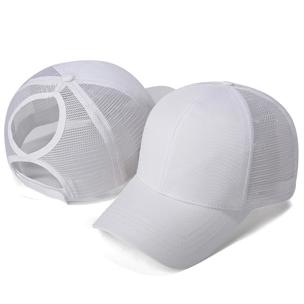 New Mesh Baseball Caps High Ponytail Snapback Cap Hollow Back UV Protection Sun Hat Casual Messy Hair Bun Ponytail Baseball Caps