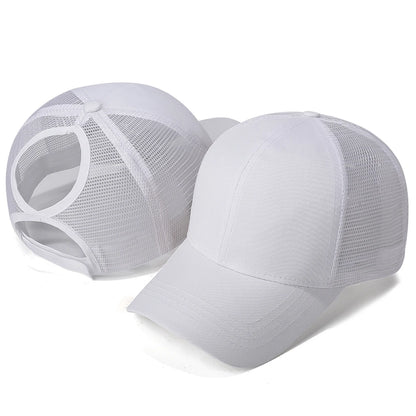 New Mesh Baseball Caps High Ponytail Snapback Cap Hollow Back UV Protection Sun Hat Casual Messy Hair Bun Ponytail Baseball Caps