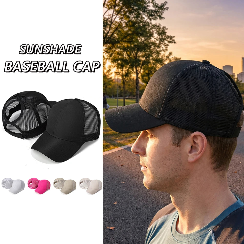 New Mesh Baseball Caps High Ponytail Snapback Cap Hollow Back UV Protection Sun Hat Casual Messy Hair Bun Ponytail Baseball Caps