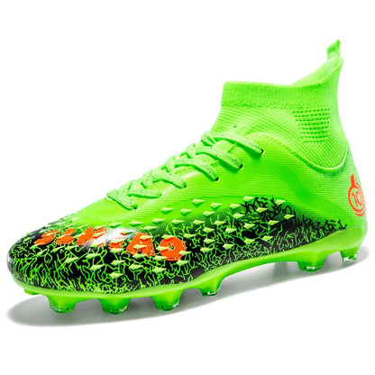 Chaussures de football pour hommes et femmes, chaussures de football à tige haute offrant un bon maintien de la cheville, chaussures d’entraînement légères et antidérapantes pour terrains intérieurs et extérieurs.