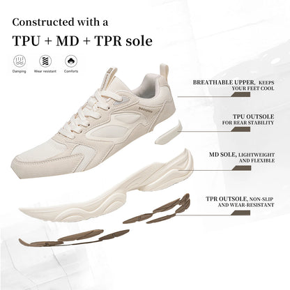 Baasploa Women Walking Shoes Lightweight Mesh Breathable Sport Shoes Comfort Soft Female Leather Height Increase Casual Sneakers