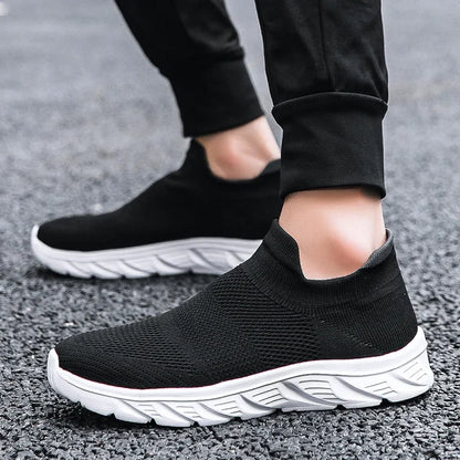 Breathable Men's Casual Shoes Lightweight Vulcanized Outdoor Platform Loafers Soft Mesh Flats Non-slip Sneakers