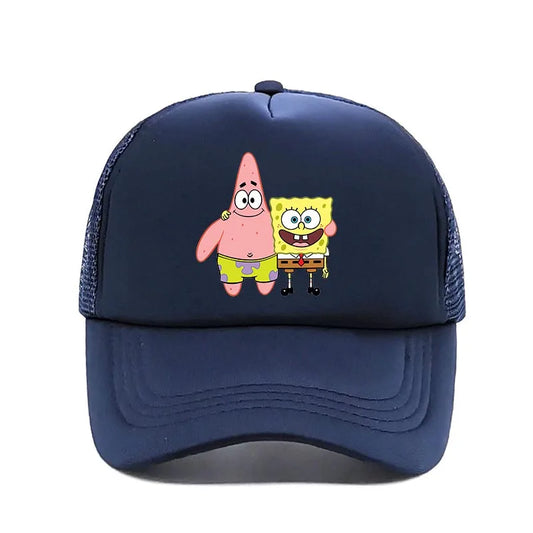 Fashion Cute SpongeBobs Print Baseball Cap Cartoon Men Women Summer Sun Mesh Hat Anime Adjustbale Sunshade Golf Cap Trucker Hat