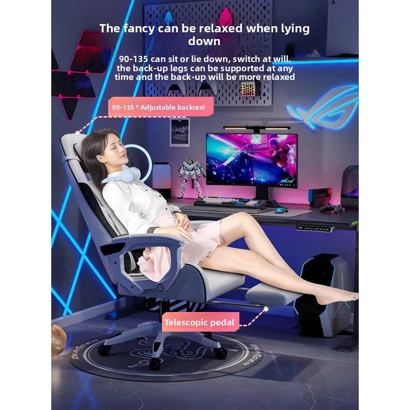 Sedia e-sport da uomo confortevole per sessioni prolungate, sedia da computer reclinabile per il relax, schienale