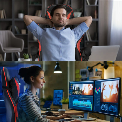 Ergonomic Gaming chair with massage function, height adjustable office chair computer chair with armrests headrests, up to 150KG