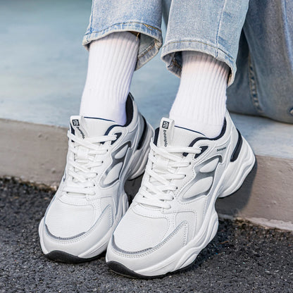 Baasploa Women Walking Shoes Lightweight Mesh Breathable Sport Shoes Comfort Soft Female Leather Height Increase Casual Sneakers