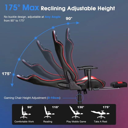 GC-RC03 Massage Gaming Chair 7-Point Adjustable Seat Height Ergonomic Office Chair with Footrest and Lumbar for Home Office