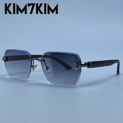 Square Rimless Photochromic Sunglasses Men Vintage Sun Glasses 2026 Luxury Designer Shades Male Cut Lenses Frameless Eyewear