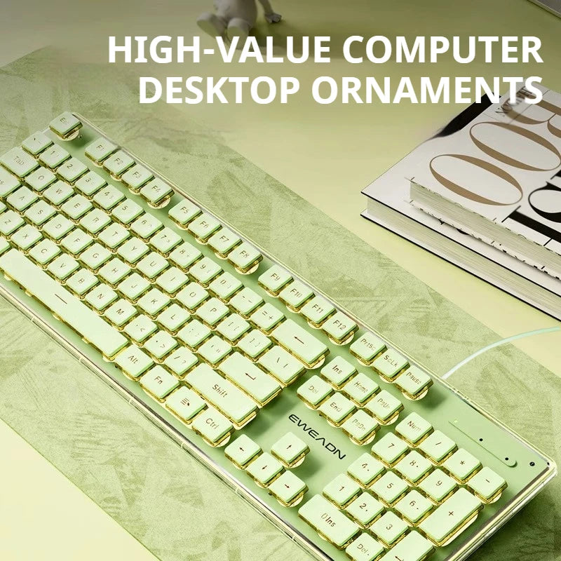 EWEADN V3 Wired Silent Office & Gaming Keyboard, Film Key Design, Ergonomic, for Windows/Laptop/PC/Desktop, E-sports Accessory