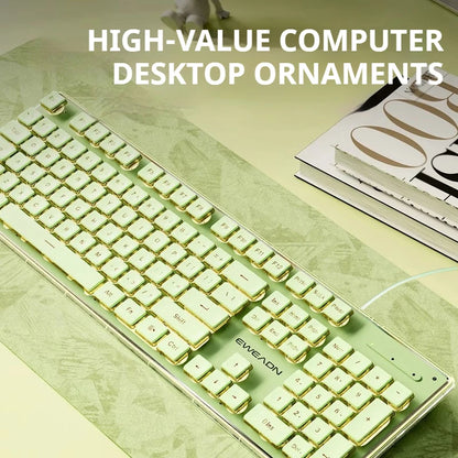 EWEADN V3 Wired Silent Office & Gaming Keyboard, Film Key Design, Ergonomic, for Windows/Laptop/PC/Desktop, E-sports Accessory