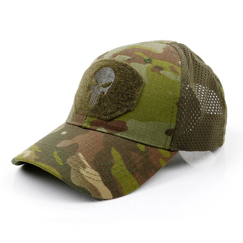 New Camo Baseball Cap for Men, Tactical Military Style with Velcro Patch, Outdoor Hiking Sun Hat & Peak Cap