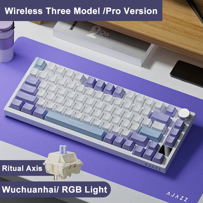 Ajazz AK820 /AK820PRO Gaming Mechanical Keyboard 82 Keys Wired Bluetooth 2.4GHz Wireless Gamer Keyboard Custom Gasket for Laptop