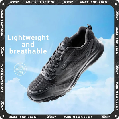 Zapatillas deportivas Xtep para hombre, de malla transpirable, para correr, para maratón de invierno, negras y blancas, zapatillas deportivas para hombre, 879119110110