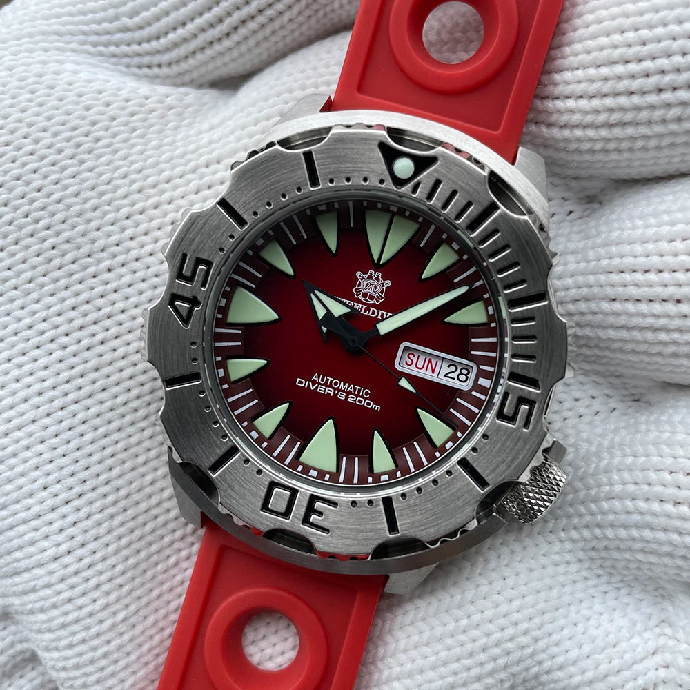 STEELDIVE SD1984 Monster Steel Strap Mechanical Watch NH36 Movt Sapphire Crystal 200M Waterproof Swiss Super Luminous Wristwatch