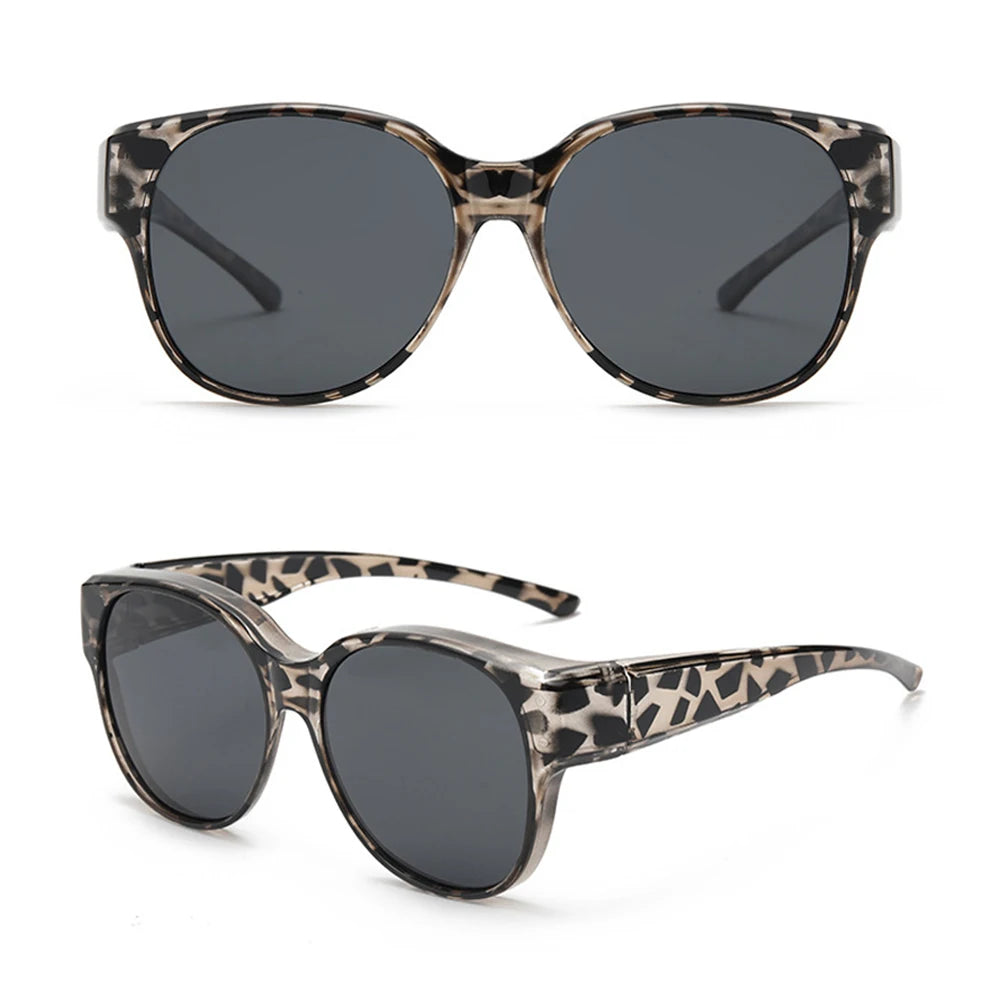 Summer UV Protection Driving Sunglasses Y2K Round Frame Wear Over Glasses Retro Fit Over Sunglasses for Women Men