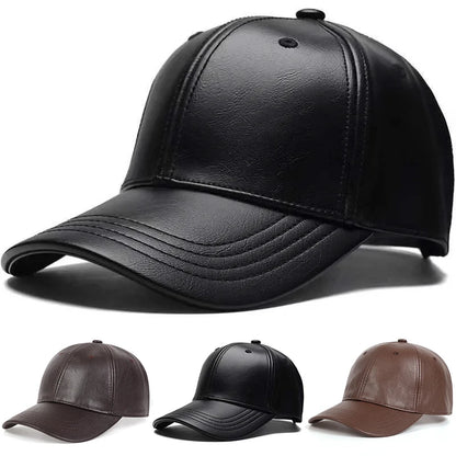 Unisex Solid Men Women Baseball Cap PU Leather Hip Hop Snapback Caps For Men Women Baseball Caps Adjustable Sun Hat trucker hats