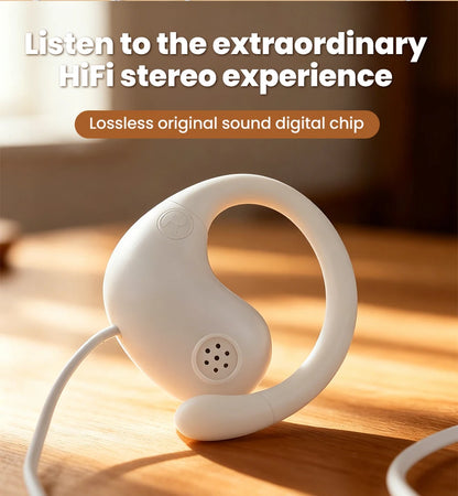 Écouteurs filaires supra-auriculaires 3,5 mm/Type C, écouteurs filaires à clipser, son surround Hi-Fi, basses puissantes, écouteurs sportifs pour jeux avec micro