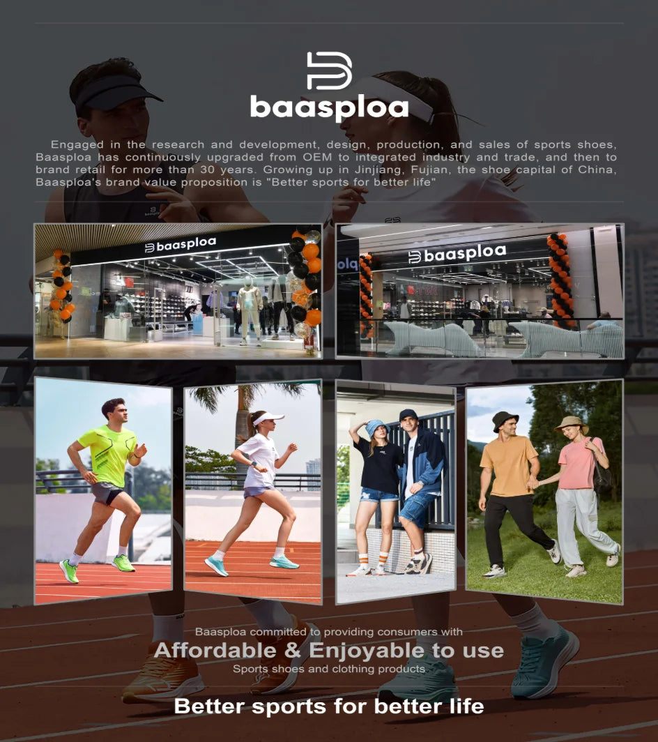 Baasploa Running Shoes Men's New Casual Lightweight Designer Mesh Sneakers Male Outdoor Breathable Lace-Up Sports Walking Shoes