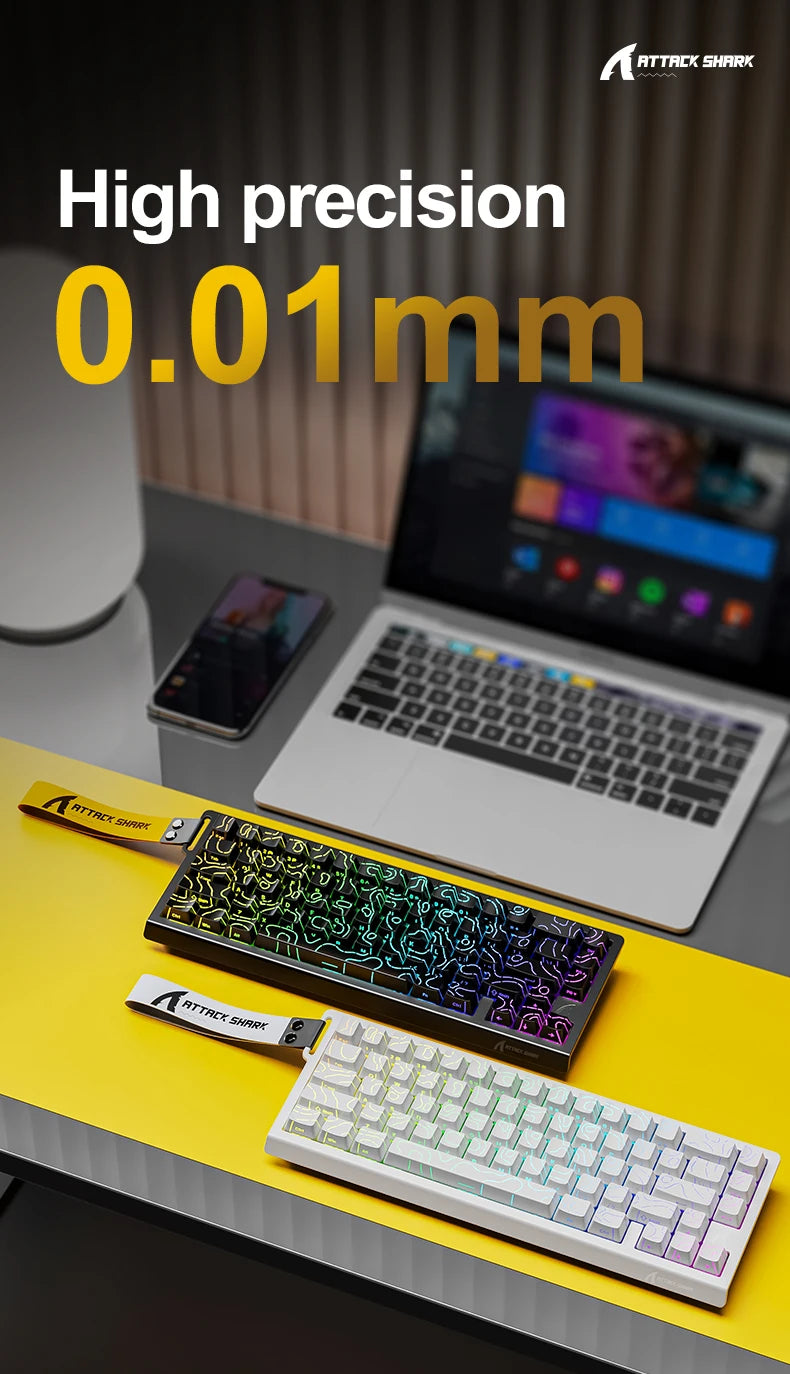 ATTACK SHARK X68HE Esports Magnetic Axis Keyboard 8KHz Return Rate, Total Area 0.01mm, and 0.125ms Rate Class Ultra-Low Latency