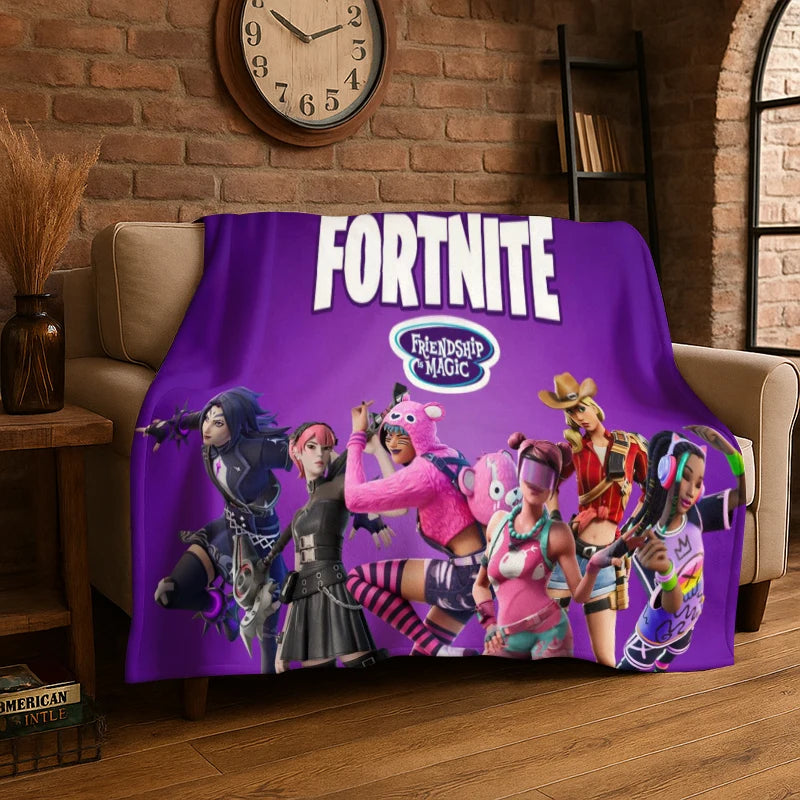 Cartoon F-Fortnite Game Gamer flanellen deken, zachte warme plaiddeken voor slaapkamer, woonkamer, bed, reizen, kamperen, picknick en als cadeau