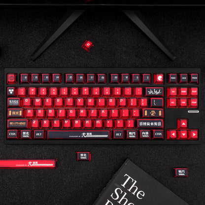 Manga Red Black Cherry Keycap Kit PBT 129 Key Mx Switch HI75 HI8 68 F99 104 64 Wooting Mechanical Keyboard