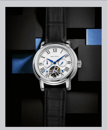 2025 New Seagull Men's Watch Automatic Mechanical Wristwatch Multi-Function Hollow Flywheel Business Simple Watch D819.622