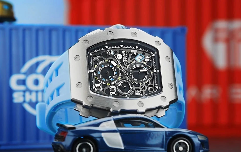 TSAR BOMBA Neue TB8204 Uhr für Herren, Japanisches Quarz-Chronographenwerk, 50M wasserdichte Armbanduhr, modische Sportuhr, luxuriöses Geschenk für Herren