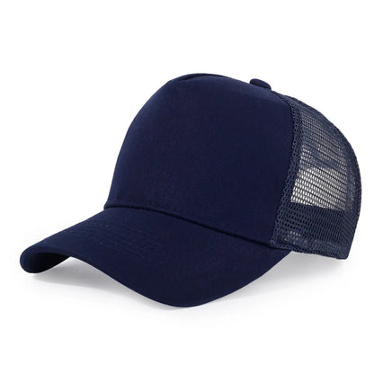 New 5 Pane Mesh Baseball Cap Adult Hip Hop Curved Snapback Hats Summer Sunshade Sun Hat Simple Trucker Cap Advertising