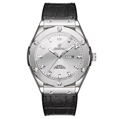 Montre pour homme, style décontracté, bracelet en cuir, modèle automatique ou à quartz, accessoire de luxe, idée cadeau idéale, montre-bracelet tendance.