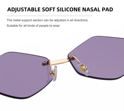 Rimless Polygon Sunglasses Women 2026 Luxury Brand Fashion Retro Sun Glasses Punk Hexagon Eyewear For Lady UV400 Outdoor Shades