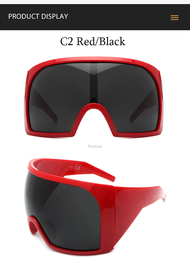Oversized Black Punk Goggle Sunglasses Women Men Luxury Brand Designer Y2K Sport Sun Glasses Retro One Piece Outdoor Shade UV400
