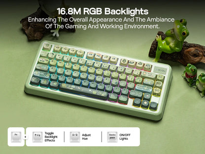 KiiBOOM Phantom81 Lite QMK/VIA 75% Hot-Swap Gasket Wired/BT/2.4GHz Wireless Mechanical Keyboard ABS Case+UV Tech RGB Backlights