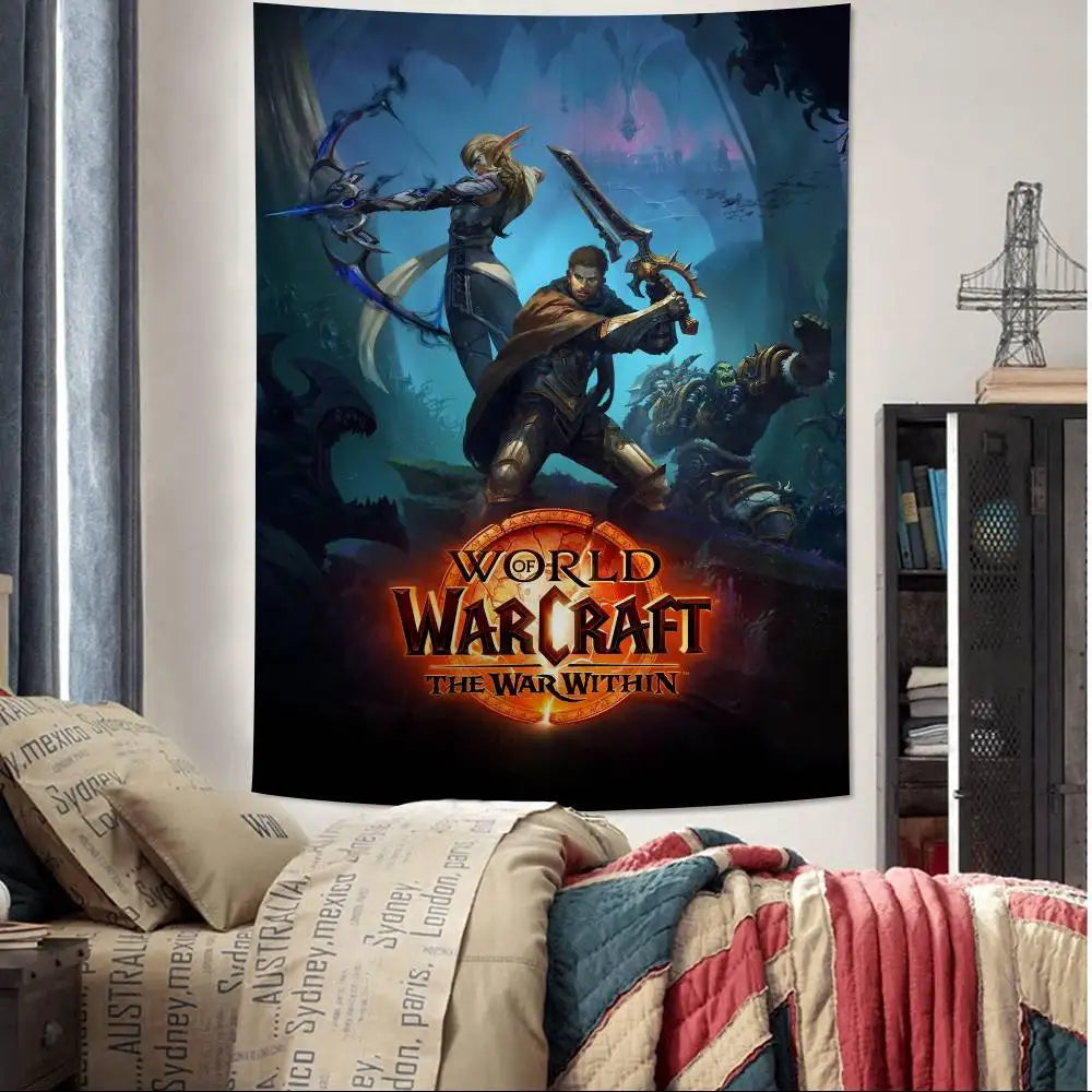 Priljubljena igra World of Warcraft, velika stenska tapiserija s potiskom, poceni hipijevska stenska dekoracija, boemske stenske tapiserije, mandala, dekoracija za dom