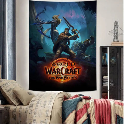 Priljubljena igra World of Warcraft, velika stenska tapiserija s potiskom, poceni hipijevska stenska dekoracija, boemske stenske tapiserije, mandala, dekoracija za dom